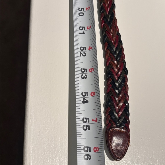 VTG Tri-color Braided Woven 100% Leather Belt SZ 44 XL 90s thin belt versatile